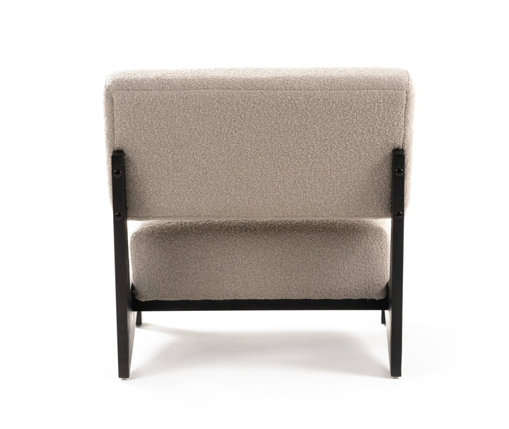 Tucker - Mid-Century Modern Light Grey Fabric  Black Walnut Accent Chair
