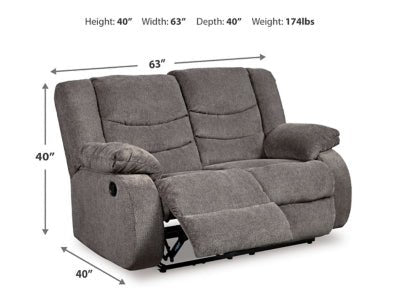 Tulen Reclining Loveseat - Gray Reclining Loveseat modern furniture Contempo Furniture
