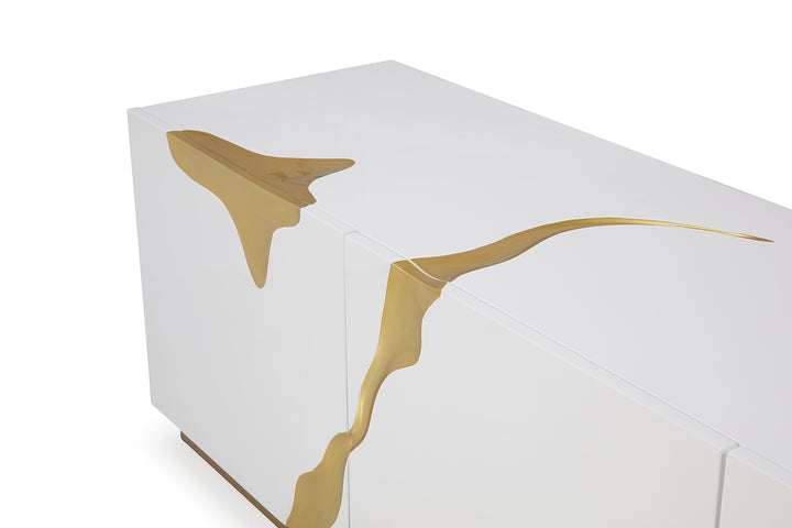 Aspen Modern White &amp; Gold TV Stand
