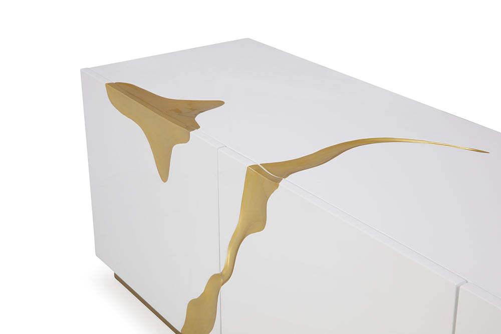 Aspen Modern White & Gold TV Stand - View 3