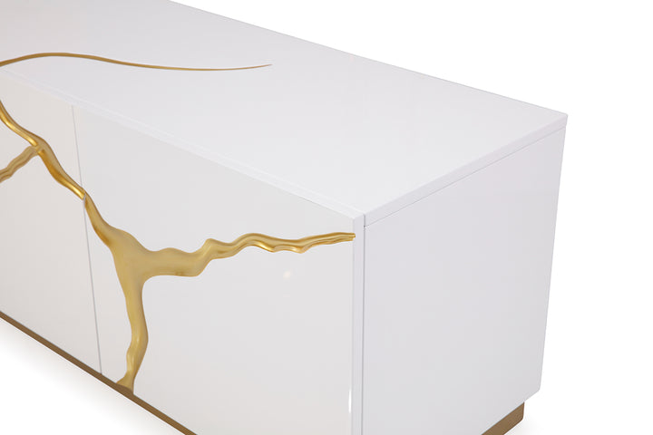 Aspen Modern White &amp; Gold TV Stand