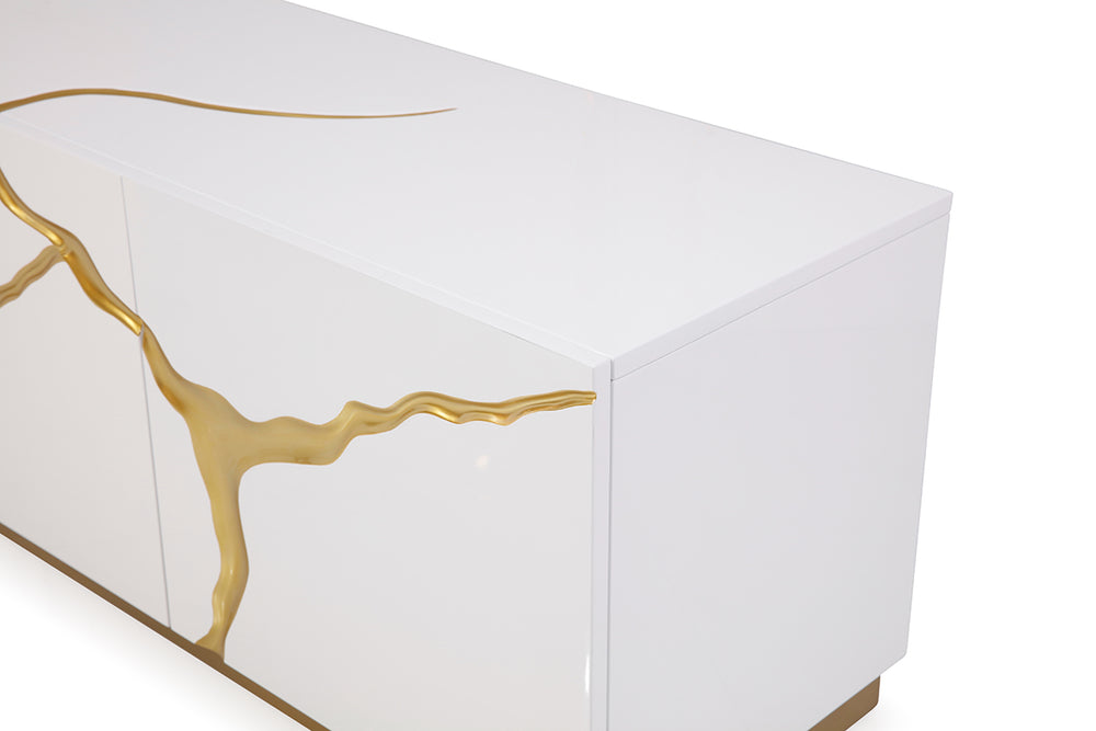 Aspen Modern White & Gold TV Stand - View 4