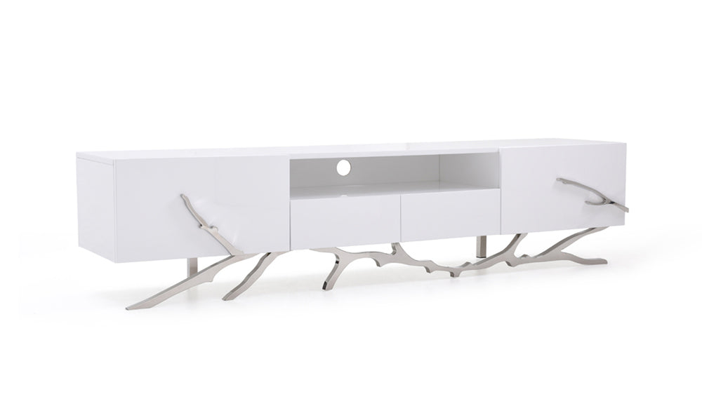 Legend 79"-Wide Modern White TV Stand - View 2