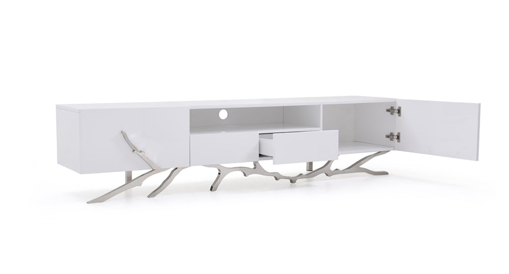 Legend 79"-Wide Modern White TV Stand - View 3