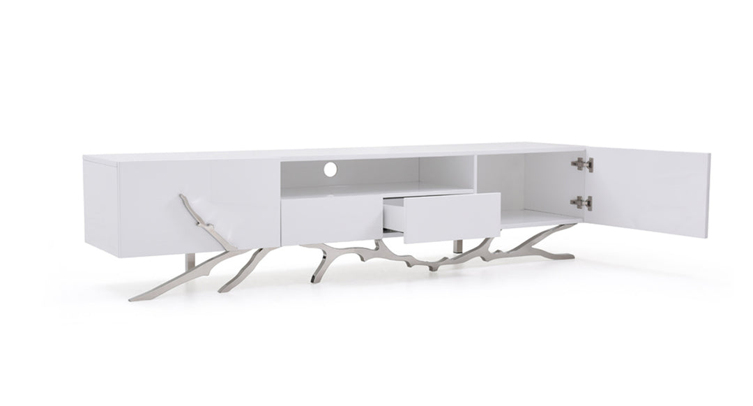 Legend 79"-Wide Modern White TV Stand