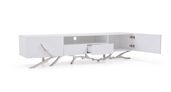 Legend 79"-Wide Modern White TV Stand