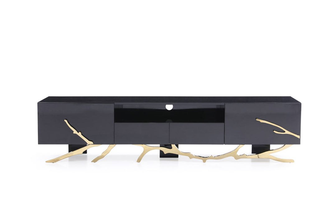 Legend Modern Black  and  Champagne Gold 87" TV Stand
