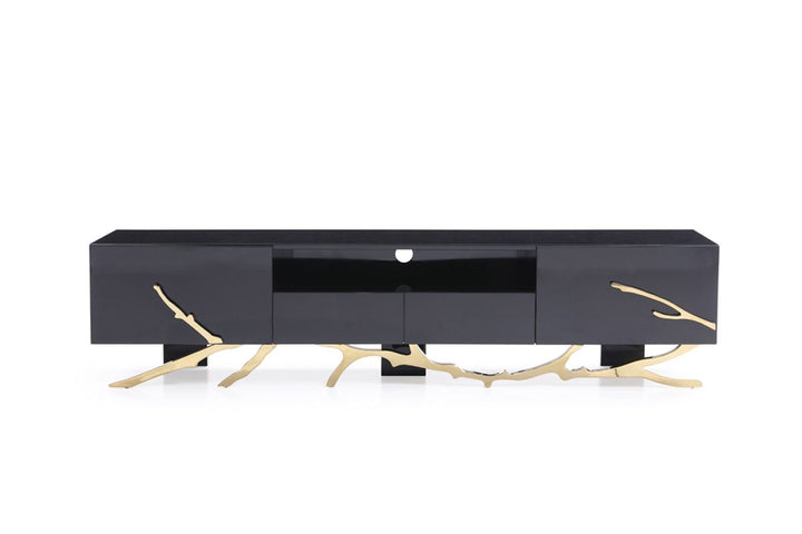 Legend Modern Black  and  Champagne Gold 87" TV Stand