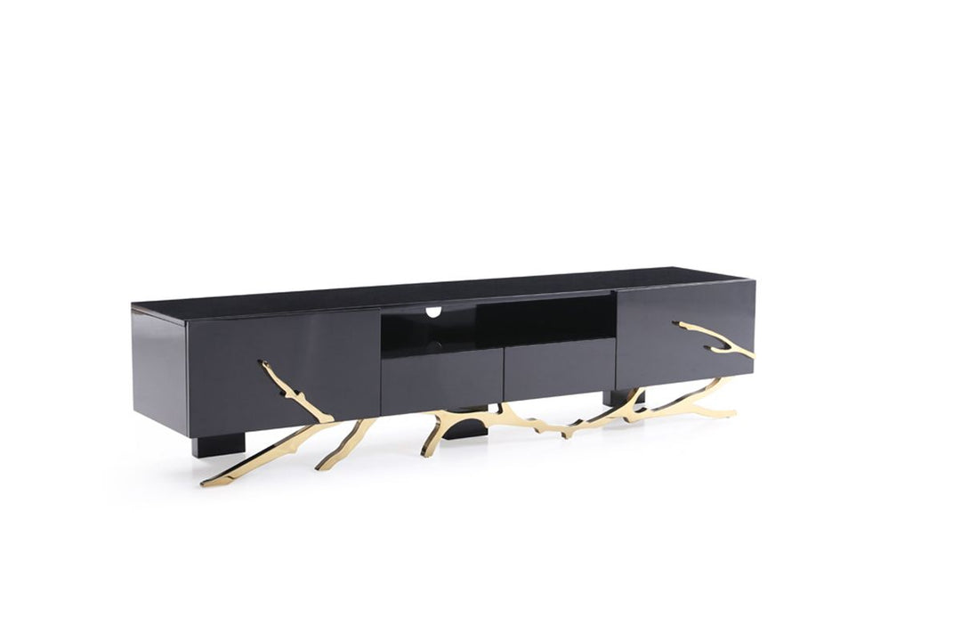 Legend Modern Black  and  Champagne Gold 87" TV Stand