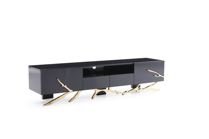 Legend Modern Black &amp; Champagne Gold 87" TV Stand