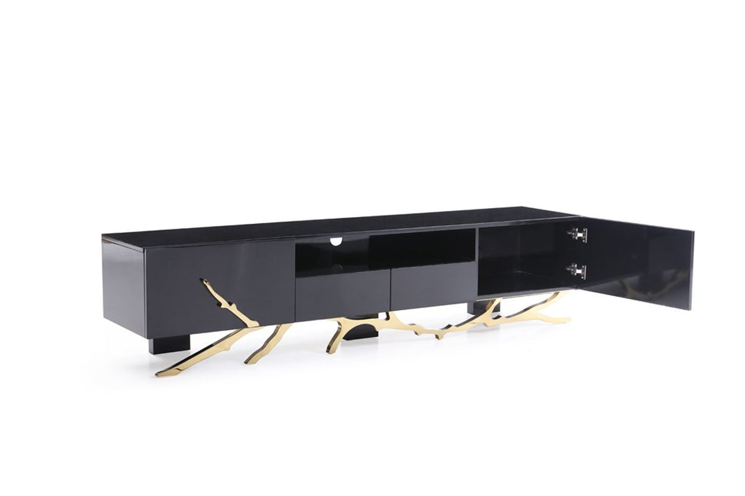 Legend Modern Black  and  Champagne Gold 87" TV Stand