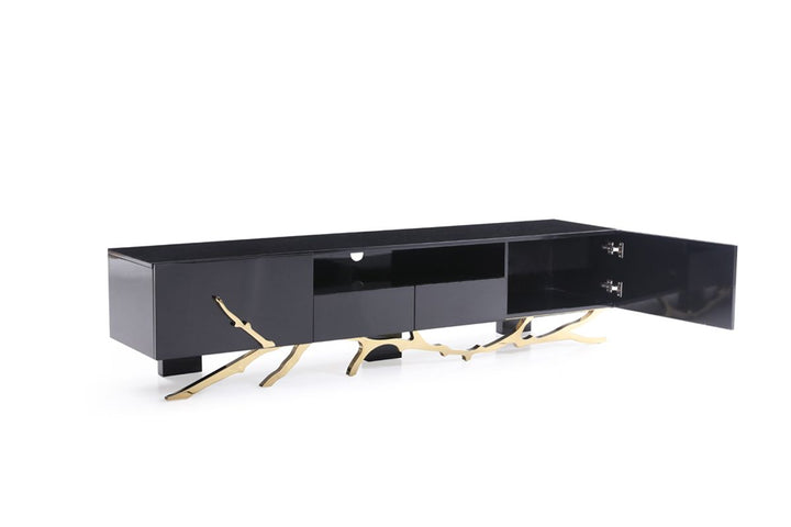 Legend Modern Black &amp; Champagne Gold 87" TV Stand