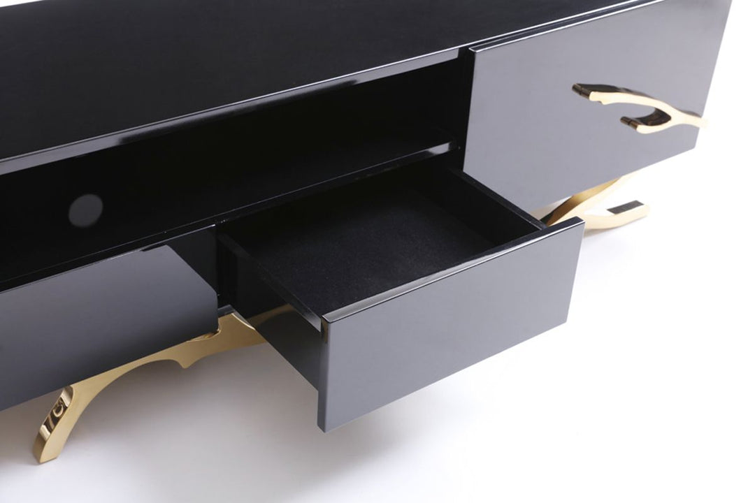 Legend Modern Black  and  Champagne Gold 87" TV Stand