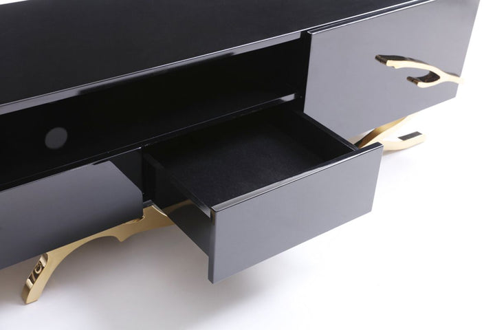Legend Modern Black  and  Champagne Gold 87" TV Stand