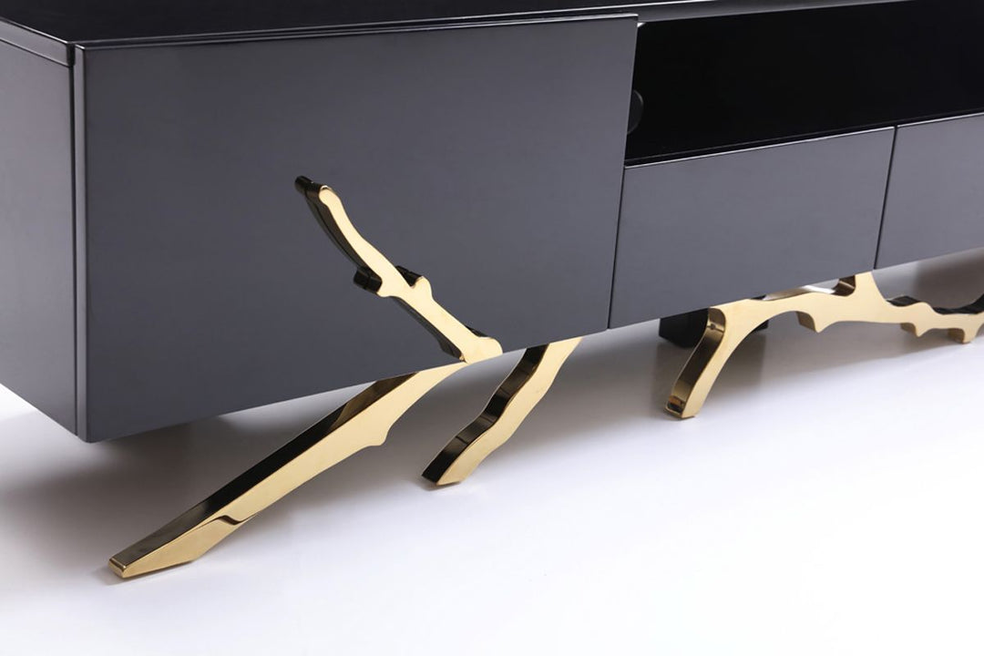 Legend Modern Black  and  Champagne Gold 87" TV Stand