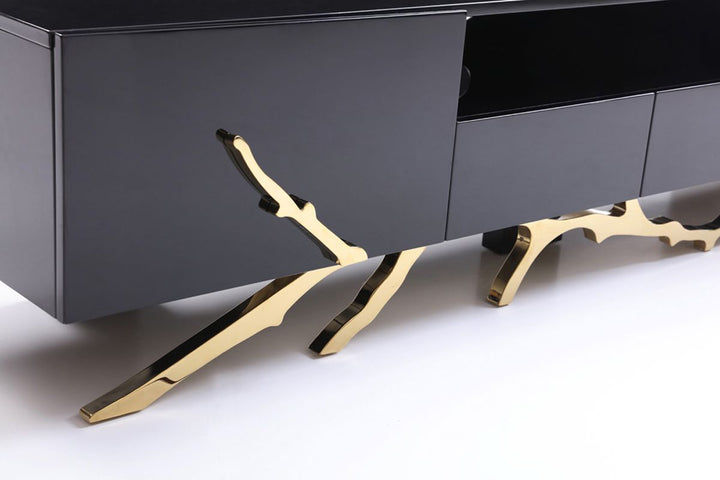 Legend Modern Black  and  Champagne Gold 87" TV Stand