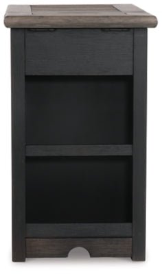 Tyler Creek Chairside End Table with USB Ports &amp; Outlets - Black Chair Side Table modern furniture Contempo Furniture