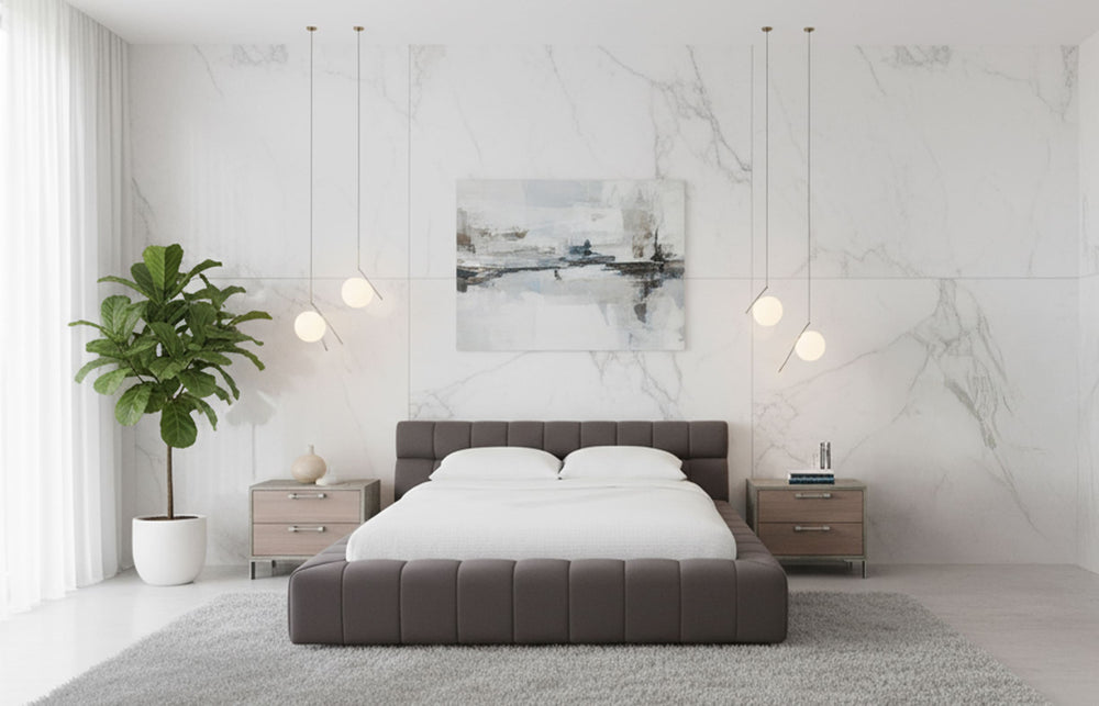Tyree - Modern Tufted Grey Fabric Bed - View 2
