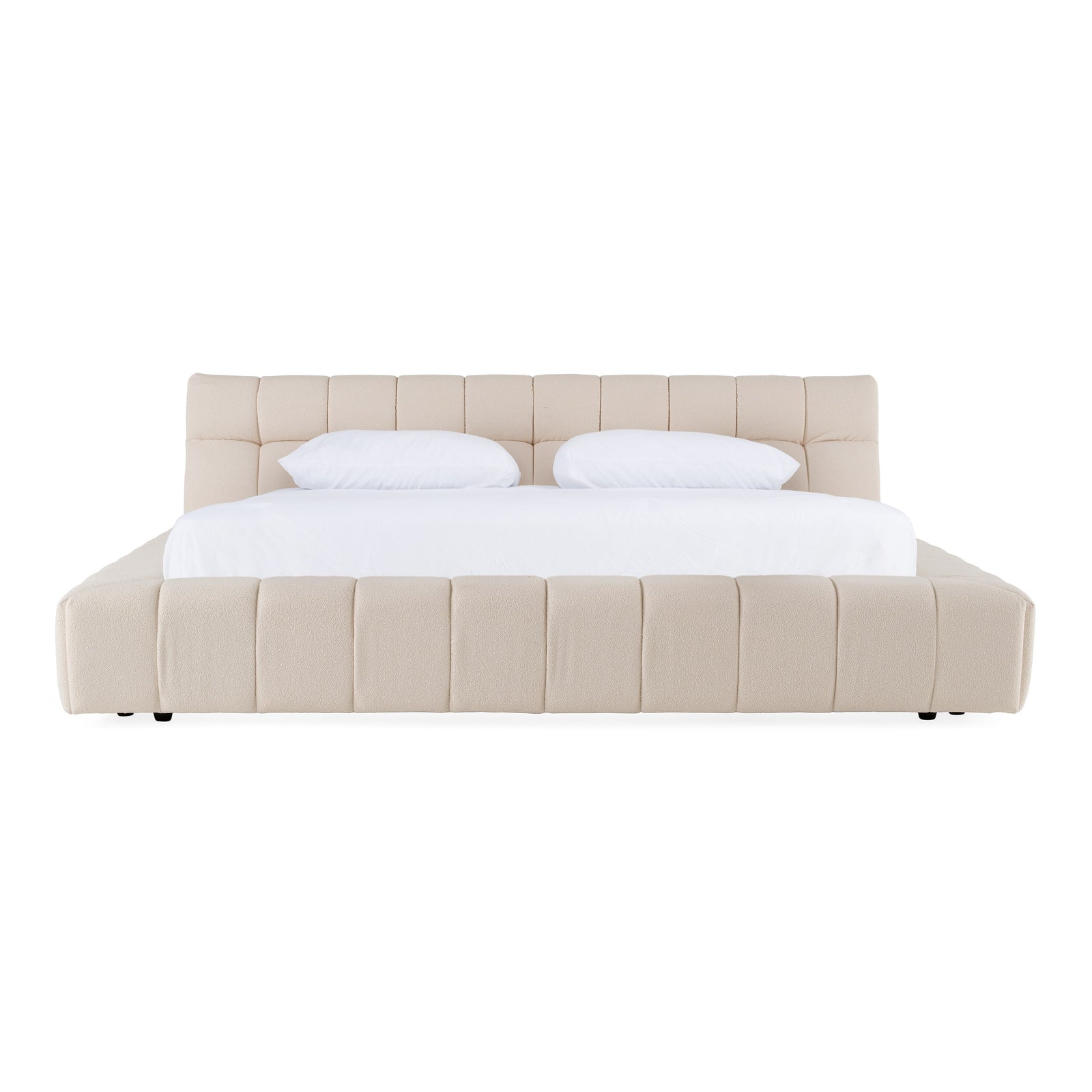 Tyree  Brooklyn - Modern Off-White Fabric  Walnut 4-Piece Bedroom Set