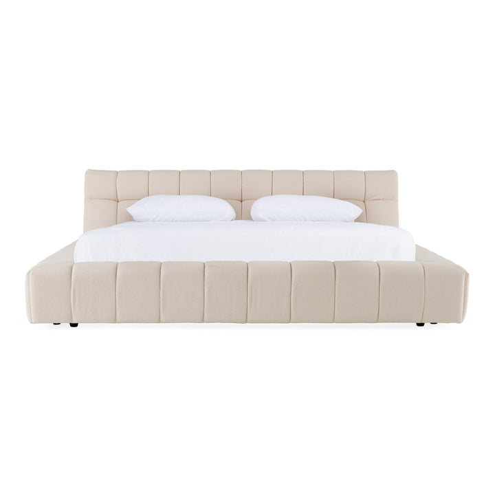 Tyree  Brooklyn - Modern Off-White Fabric  Walnut 4-Piece Bedroom Set