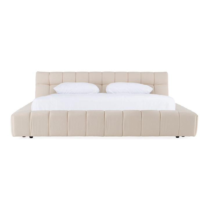Tyree  Modern Tufted OffWhite Fabric Bed