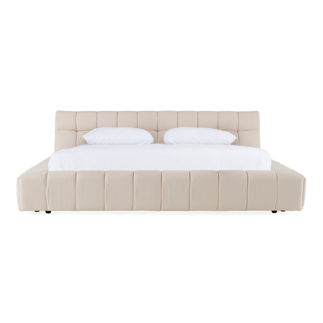 Tyree - Modern Tufted Off-White Fabric Bed