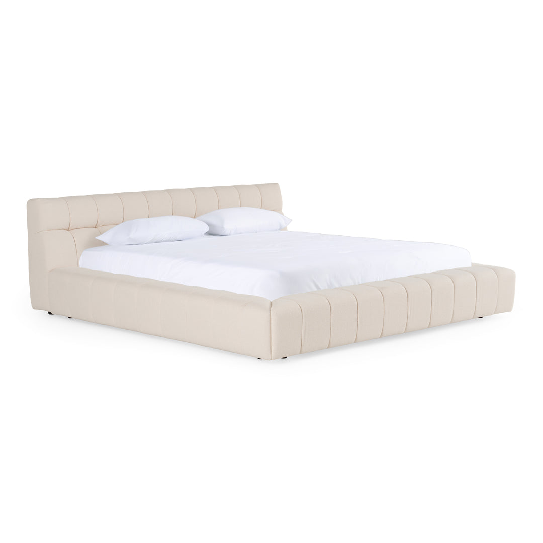 Tyree  Modern Tufted OffWhite Fabric Bed