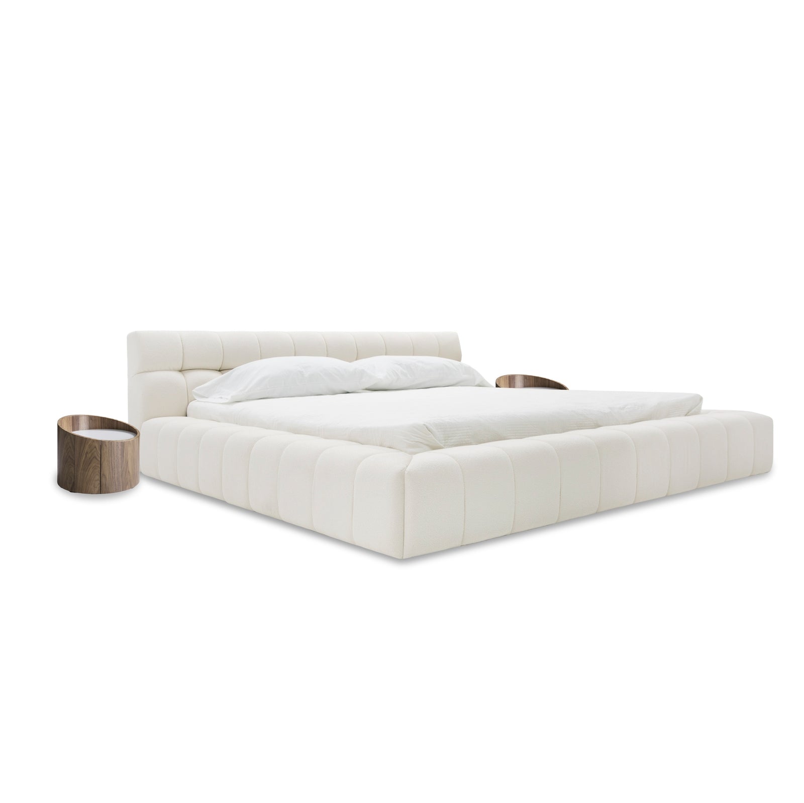 Tyree - Modern Tufted Off-White Fabric Bed