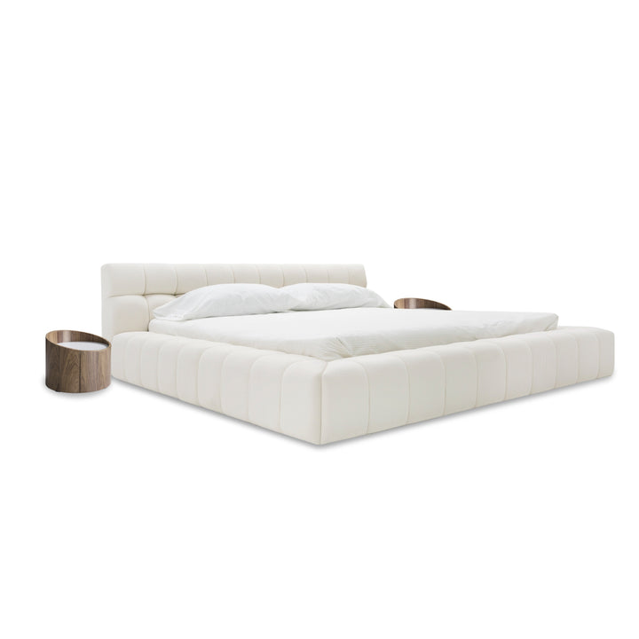 Tyree - Modern Tufted Off-White Fabric Bed