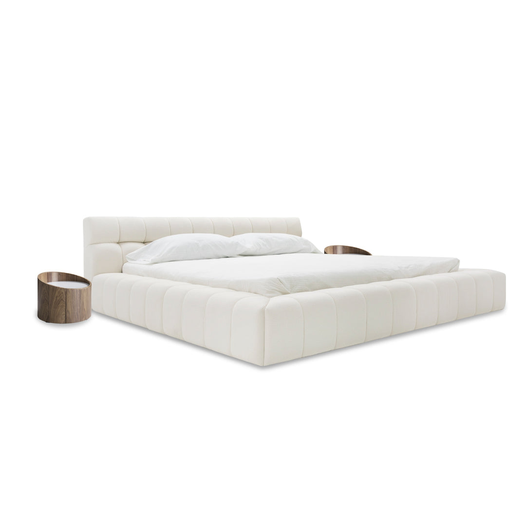 Tyree  Modern Tufted OffWhite Fabric Bed