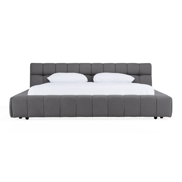 Eastern King Tyree - Modern Tufted Grey Fabric Bed