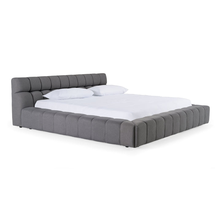 Eastern King Tyree - Modern Tufted Grey Fabric Bed