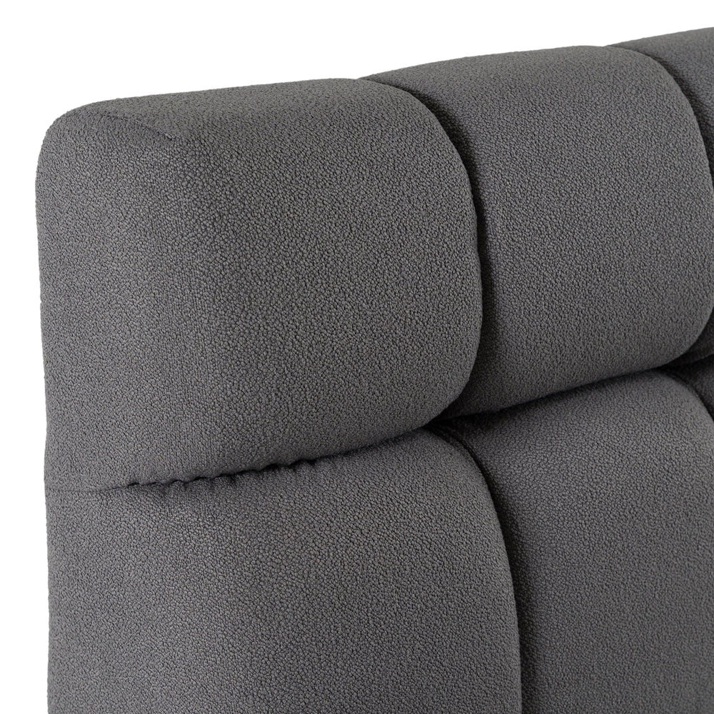 Eastern King Tyree - Modern Tufted Grey Fabric Bed - View 4