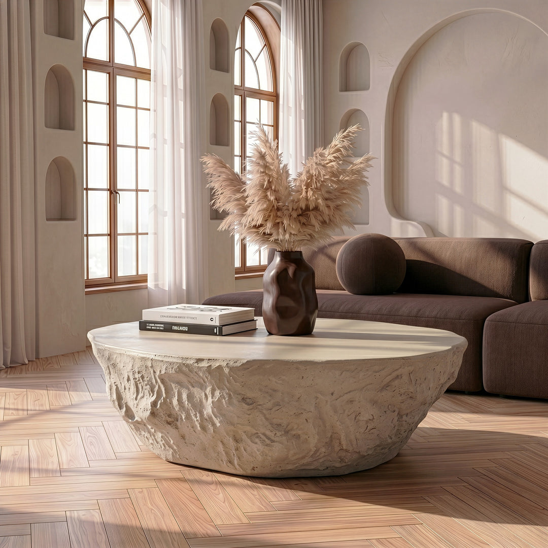 Tyrel - Modern Beige Concrete Coffee Table