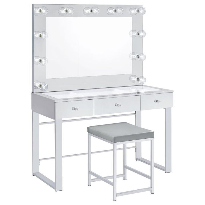 Umbridge - Upholstered Square Padded Cushion Vanity Stool - Light Gray Vanity Stool modern furniture Contempo Furniture