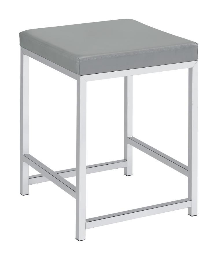 Umbridge - Upholstered Square Padded Cushion Vanity Stool - Light Gray Vanity Stool modern furniture Contempo Furniture