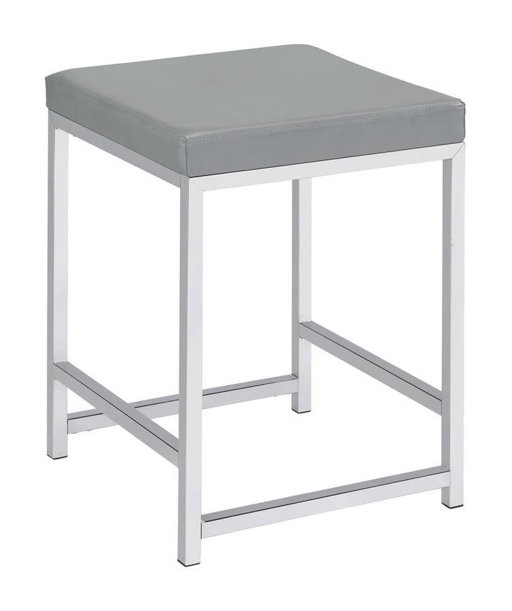 Umbridge - Upholstered Square Padded Cushion Vanity Stool - Light Gray Vanity Stool modern furniture Contempo Furniture