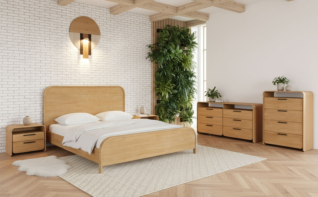 Dresden  Modern Natural Acacia Bed