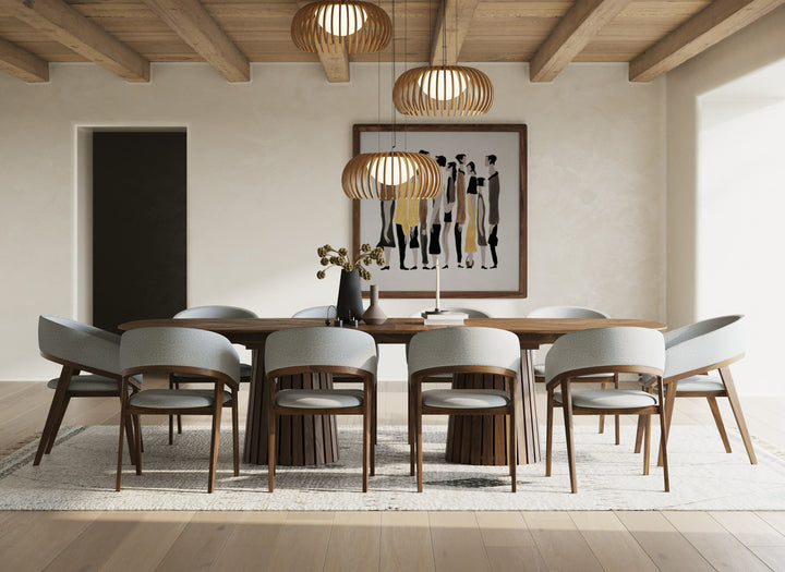 Truman - Mid-Century Modern Walnut Extendable Dining Table  10 Chairs Set