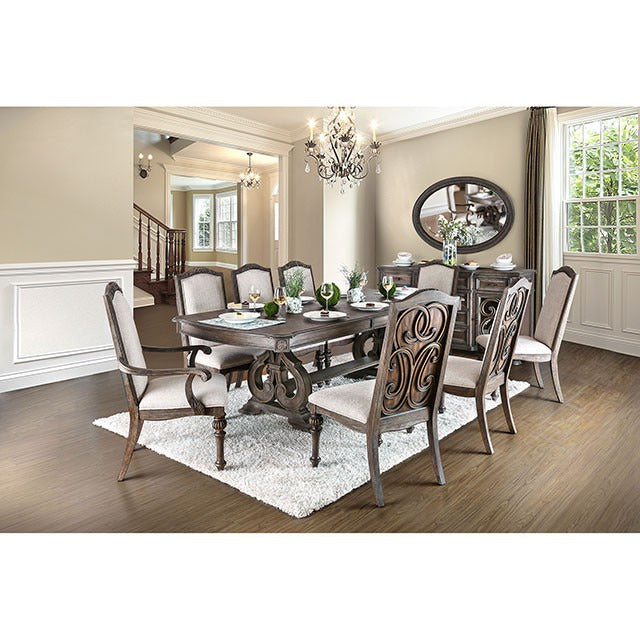 Arcadia 9 Pc Dining Table Set, Rustic Natural Tone/Ivory - view 2