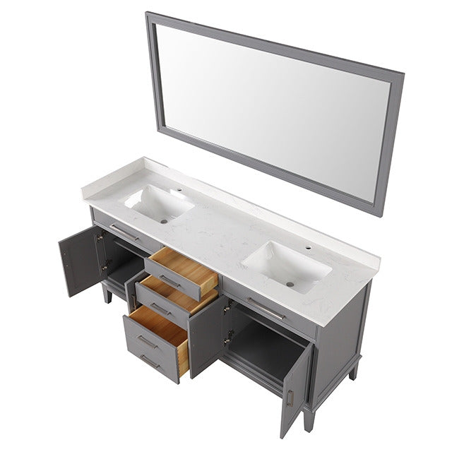Almeria Vanity Set W/ Mirror, White/Gray - view 7