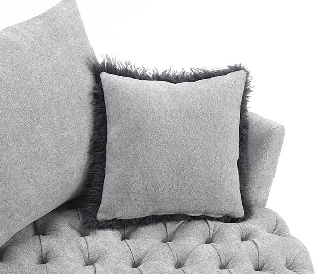 Sofi Button Tufted Swivel Chair, Light Gray - view 2