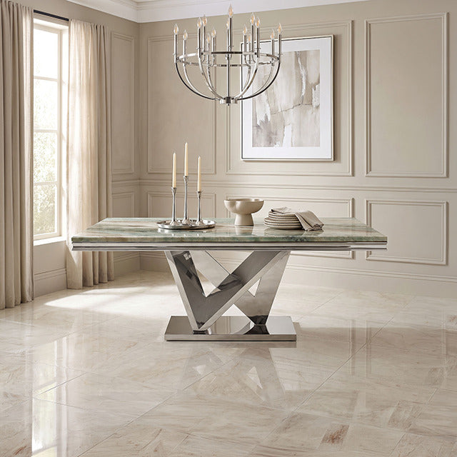 Valdevers Dining Table, Green/Chrome - view 3