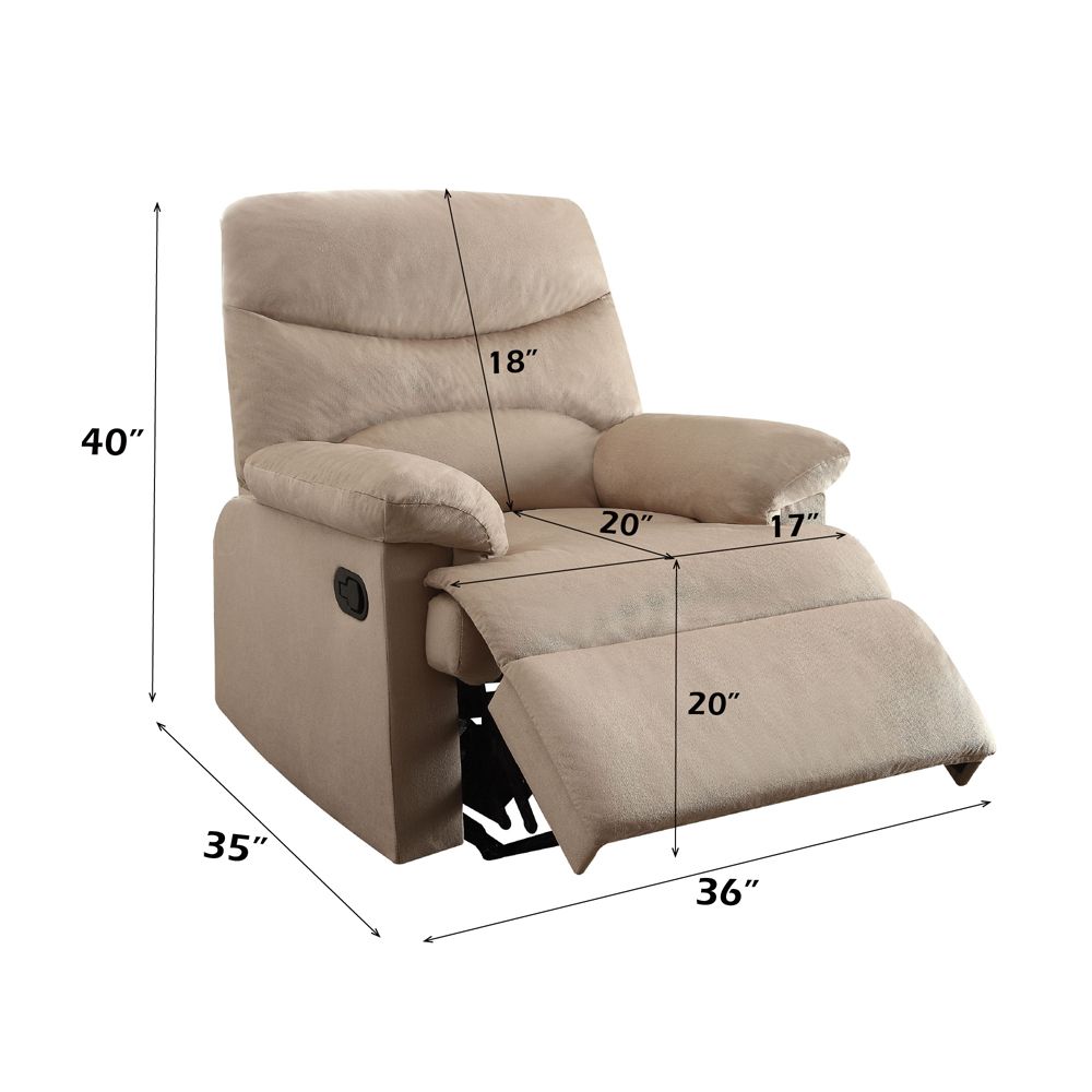 Arcadia Motion Recliner – dimensions diagram
