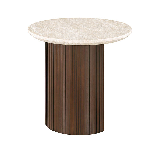 Alvik End Round Table, Light Beige/Walnut - view 3