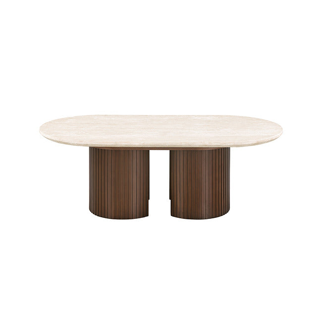 Alvik Coffee Oval Table, Light Beige/Walnut