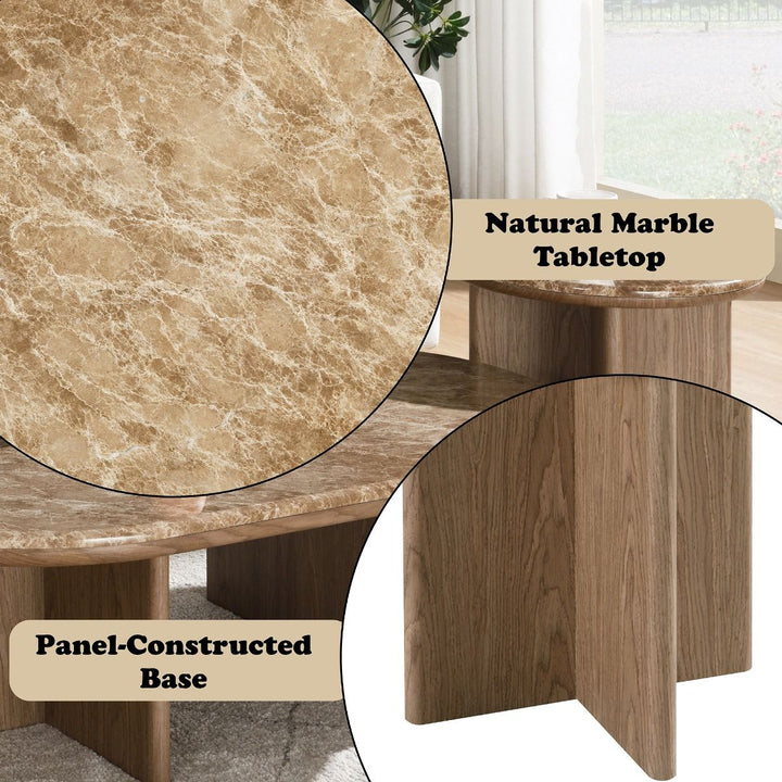 Markku End Table w/Natural Marble – features callout