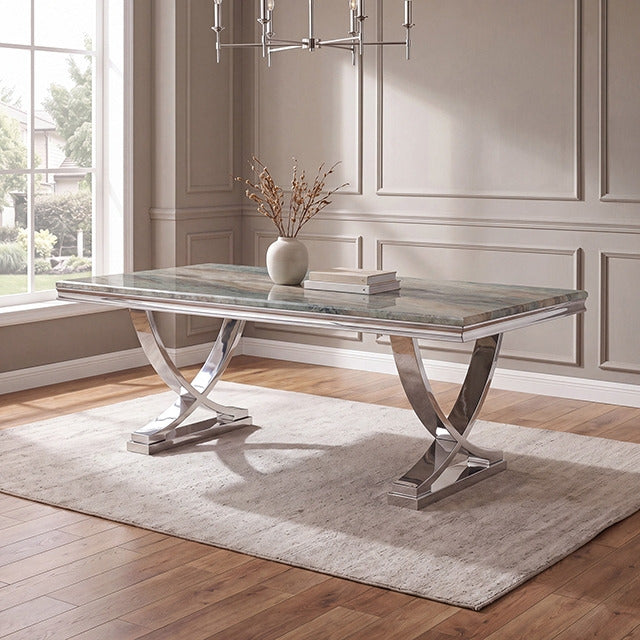 Wadenstil Dining Table, Green/Chrome - view 4