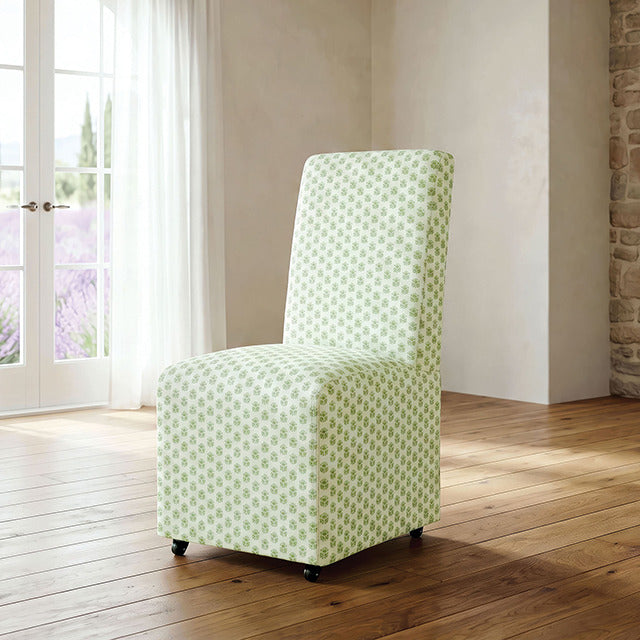 Durham Dining Chair W/ 4 Casters, Seaside Cabbage Rose Green/White - view 6