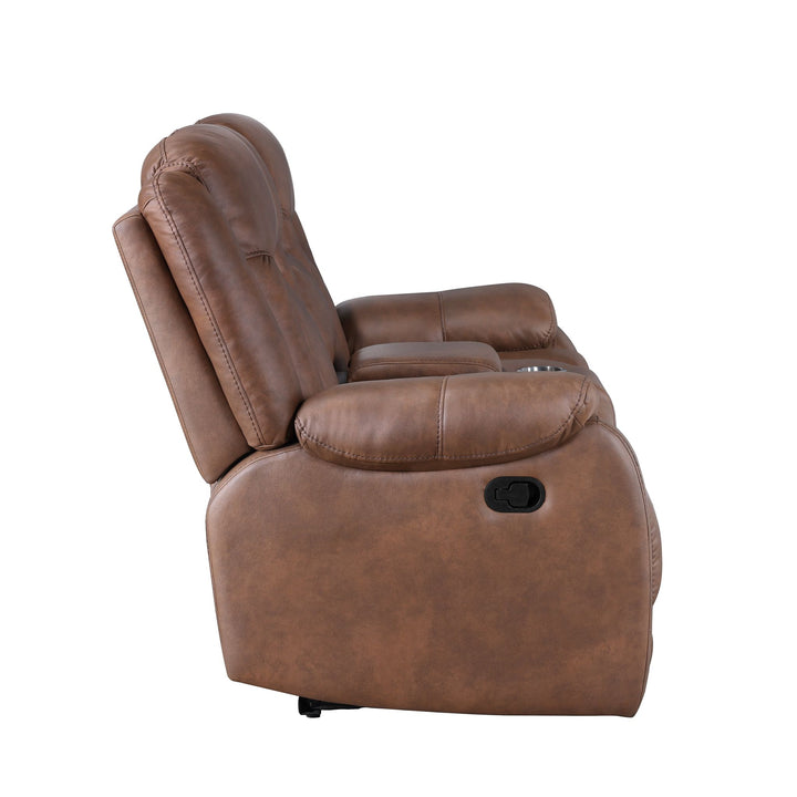 Morello  Console Loveseat W/ Dual Recliners-Brown